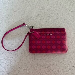 Coach Pink & Red Signature Waverly Wristlet